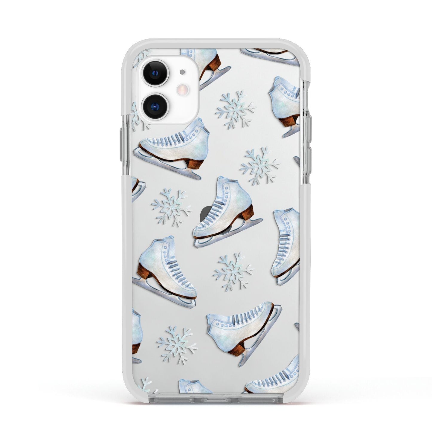 Christmas Ice Skates Apple iPhone 11 in White with White Impact Case