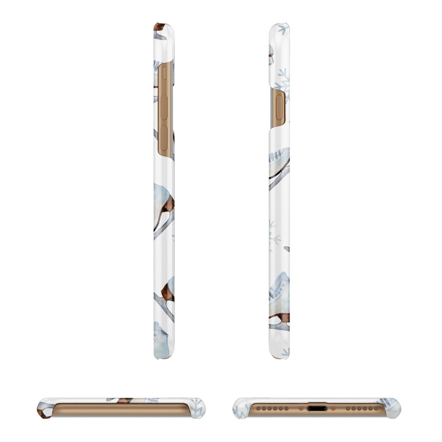 Christmas Ice Skates Apple iPhone 7 8 3D Wrap Snap Case Angled Images