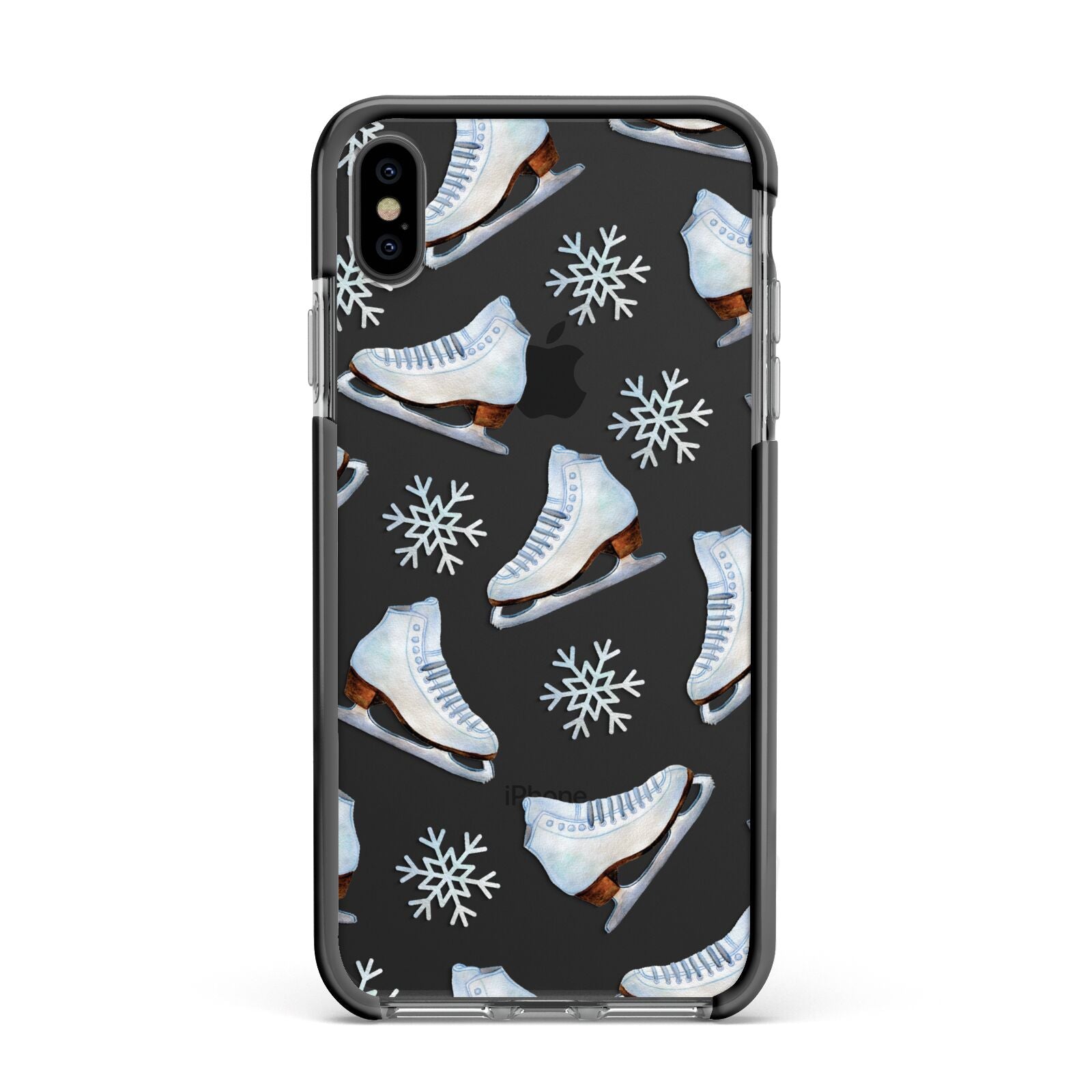 Christmas Ice Skates Apple iPhone Xs Max Impact Case Black Edge on Black Phone