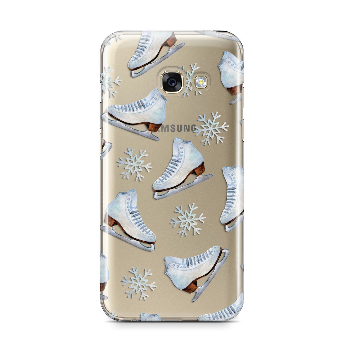 Christmas Ice Skates Samsung Galaxy A3 2017 Case on gold phone