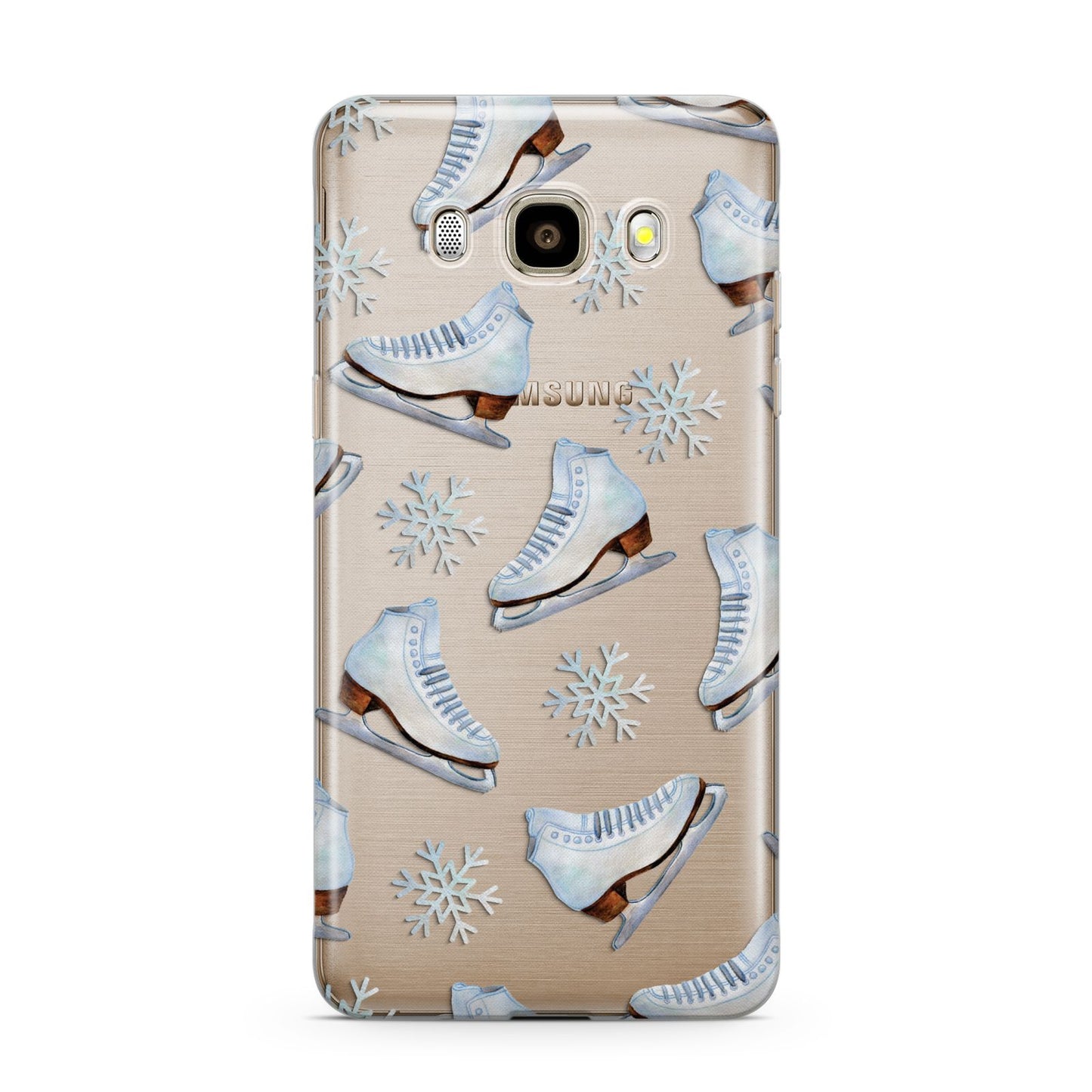 Christmas Ice Skates Samsung Galaxy J7 2016 Case on gold phone