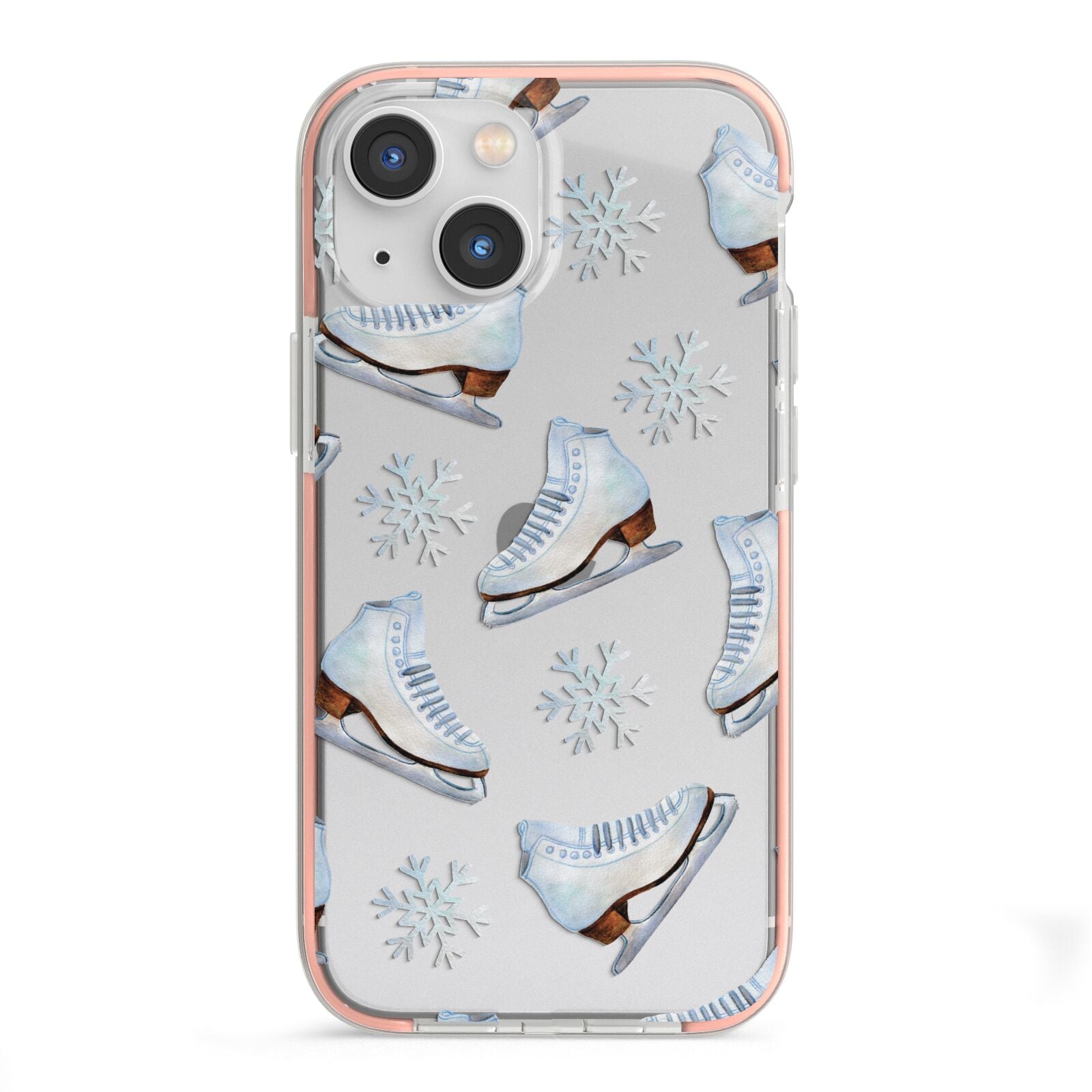 Christmas Ice Skates iPhone 13 Mini TPU Impact Case with Pink Edges