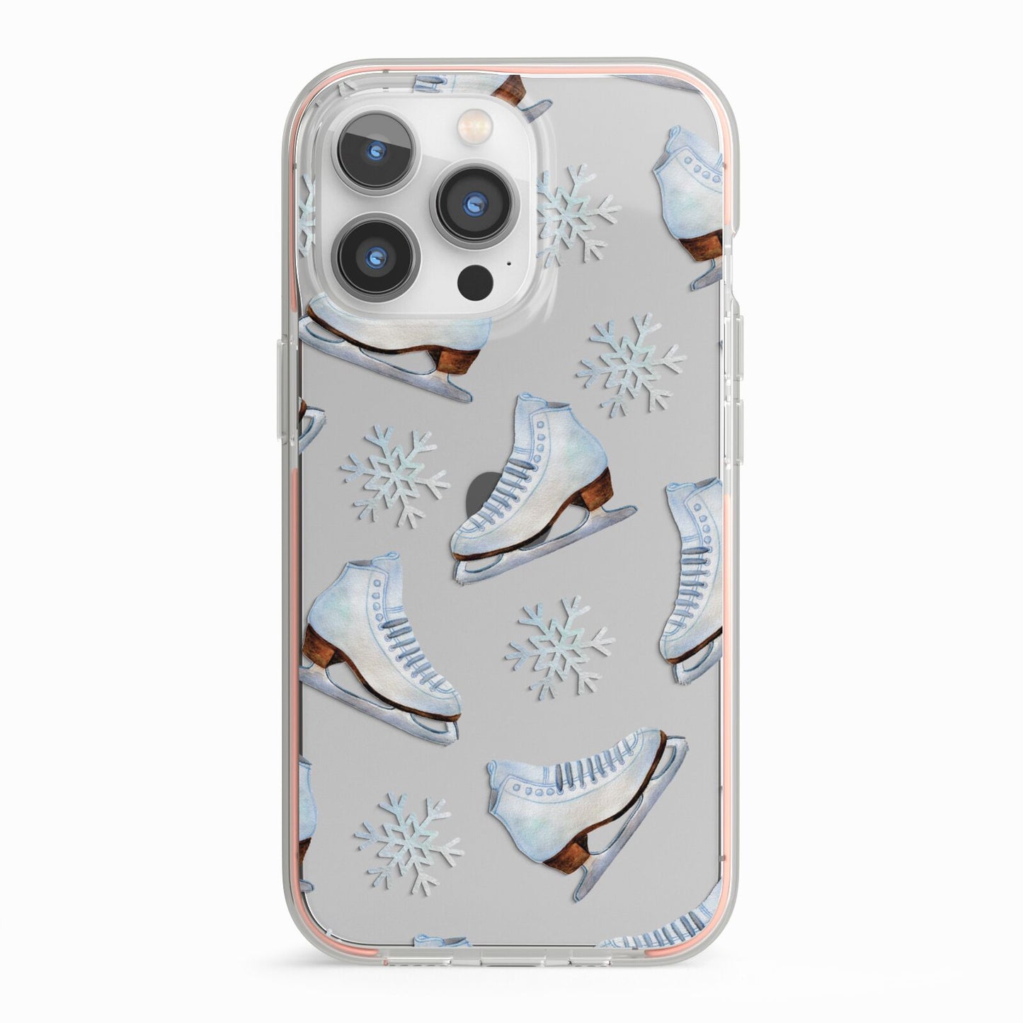 Christmas Ice Skates iPhone 13 Pro TPU Impact Case with Pink Edges