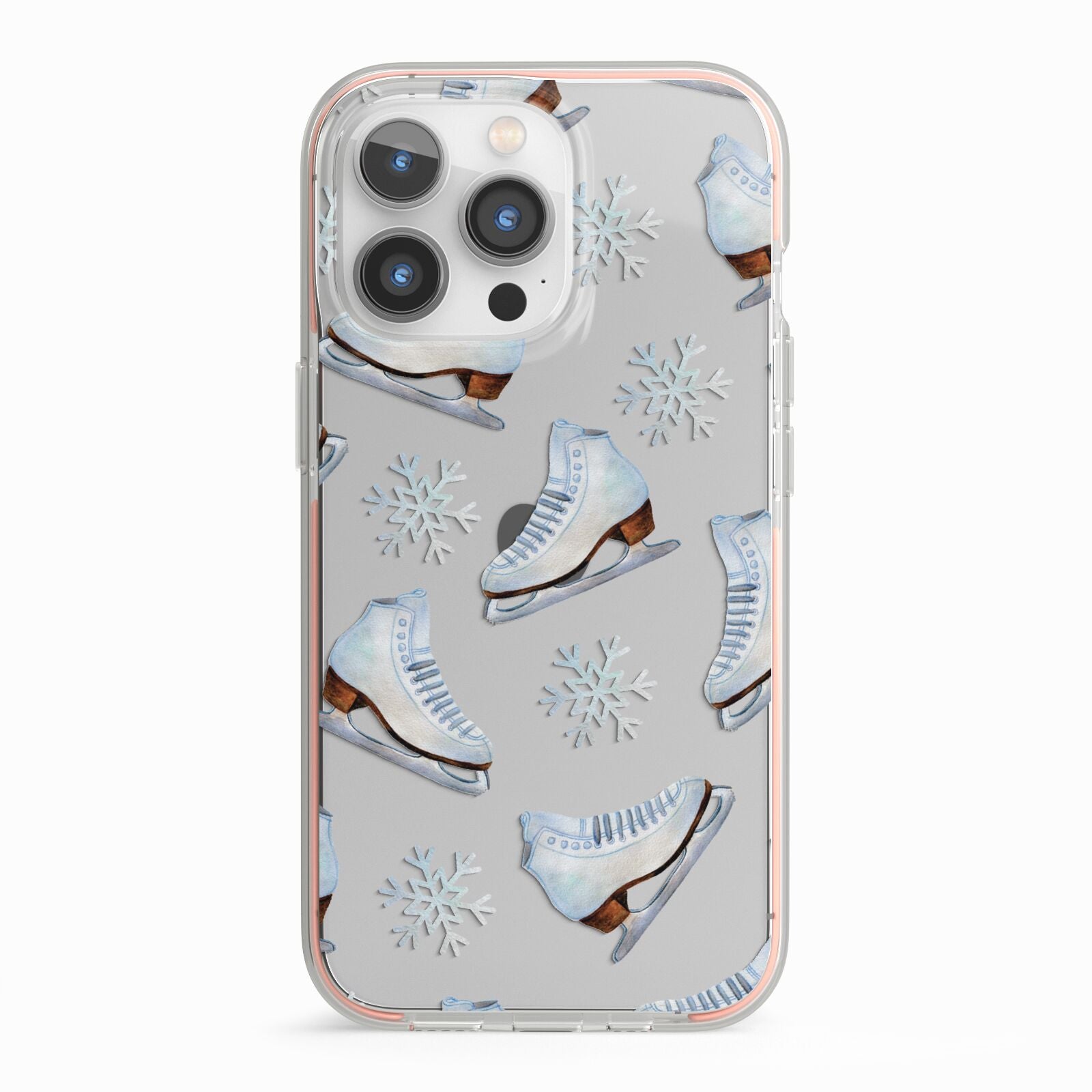 Christmas Ice Skates iPhone 13 Pro TPU Impact Case with Pink Edges