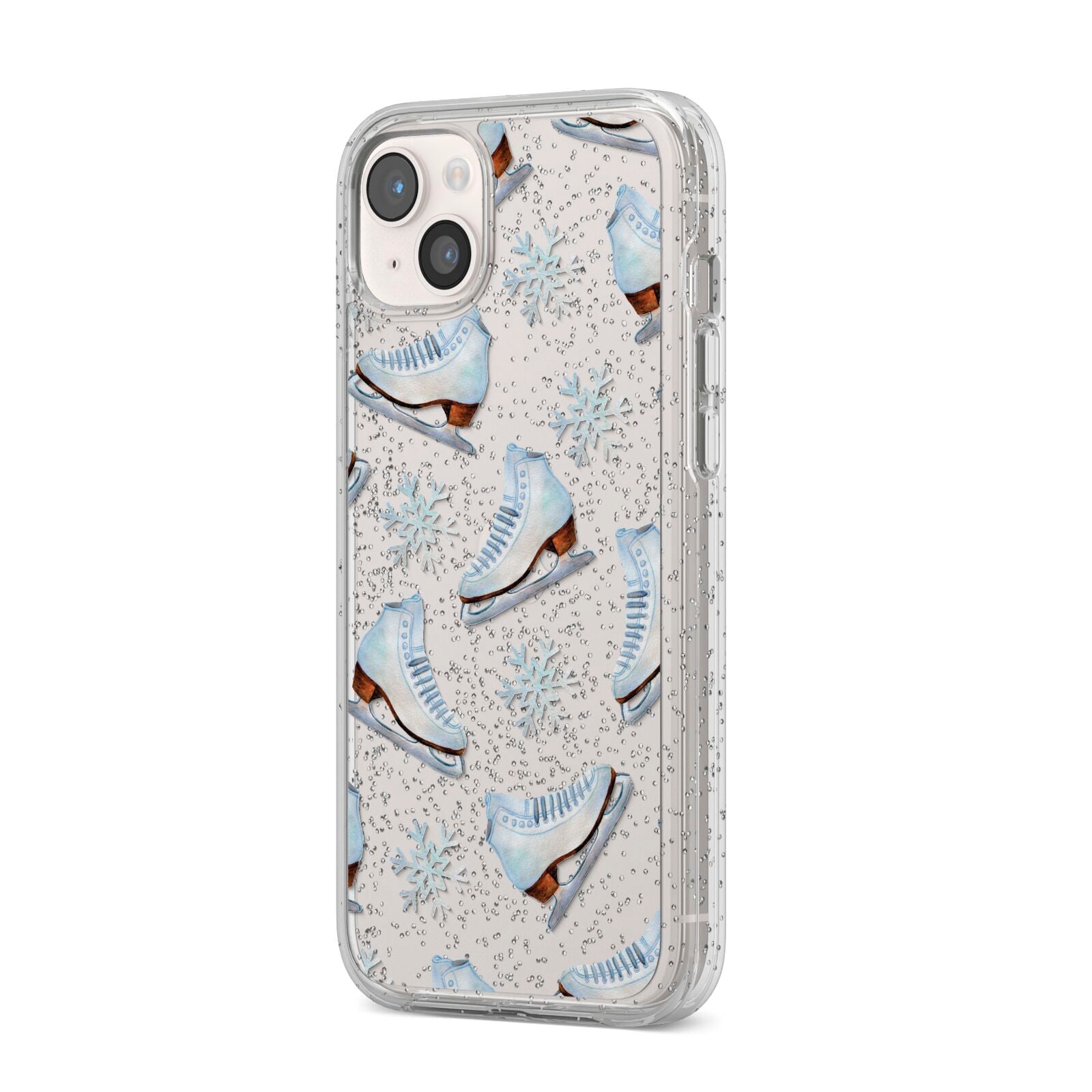 Christmas Ice Skates iPhone 14 Plus Glitter Tough Case Starlight Angled Image