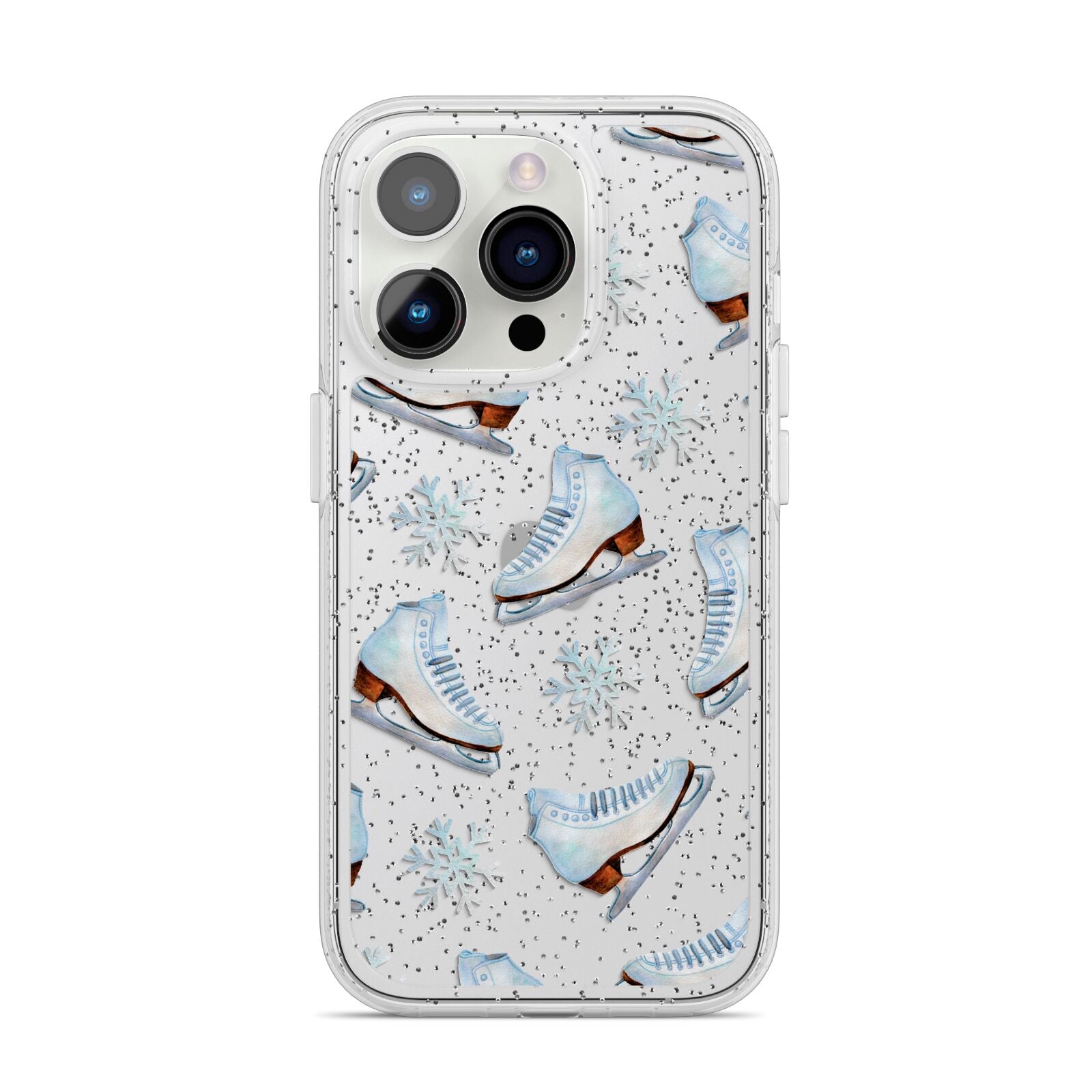 Christmas Ice Skates iPhone 14 Pro Glitter Tough Case Silver