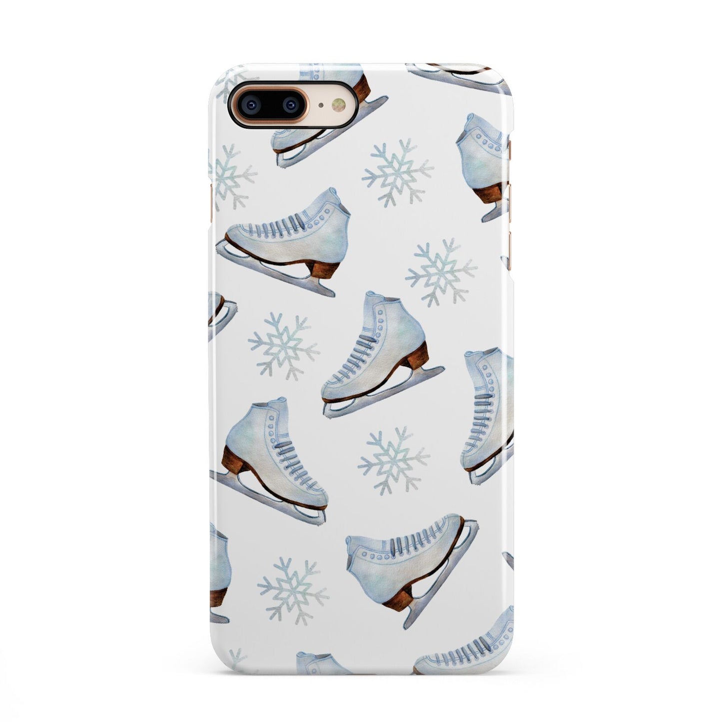 Christmas Ice Skates iPhone 8 Plus 3D Snap Case on Gold Phone