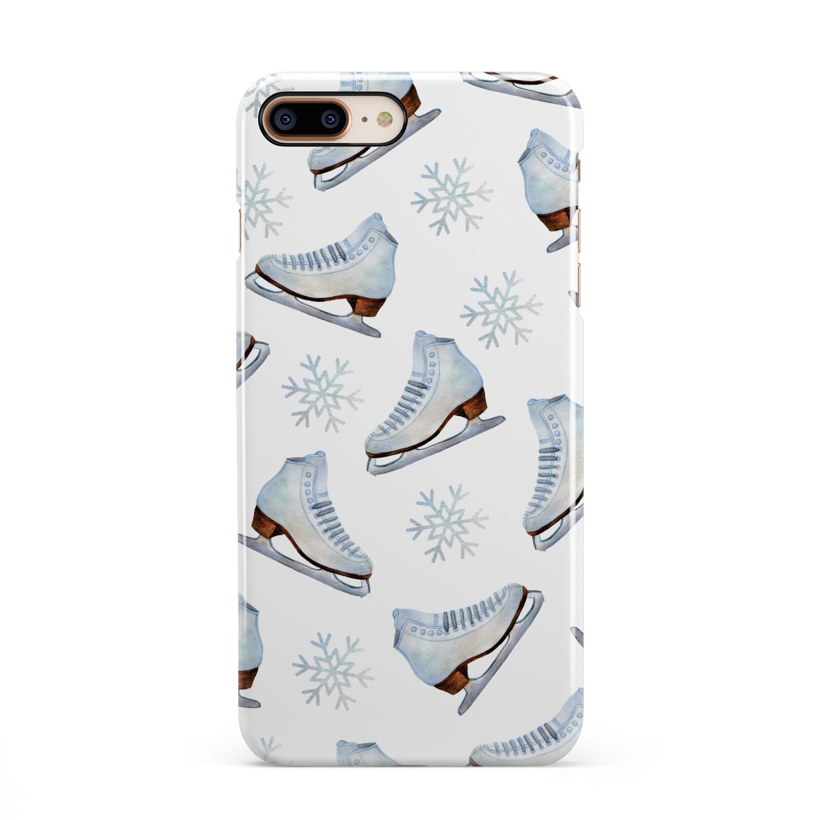 Christmas Ice Skates iPhone 8 Plus 3D Snap Case on Gold Phone