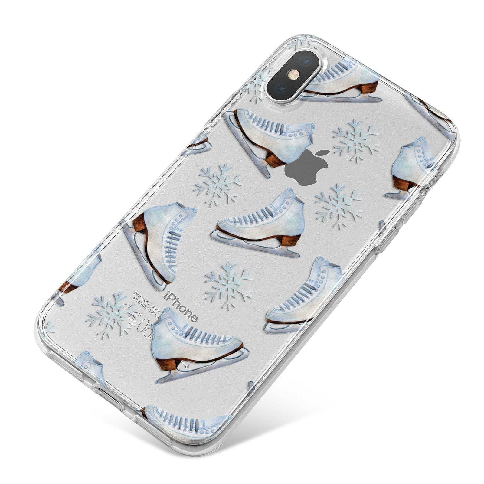 Christmas Ice Skates iPhone X Bumper Case on Silver iPhone