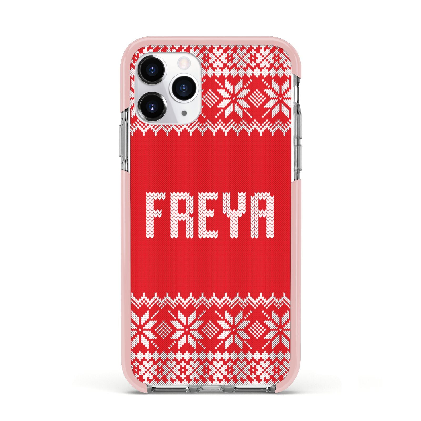 Christmas Jumper Apple iPhone 11 Pro in Silver with Pink Impact Case