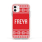 Christmas Jumper Apple iPhone 11 in White with Pink Impact Case