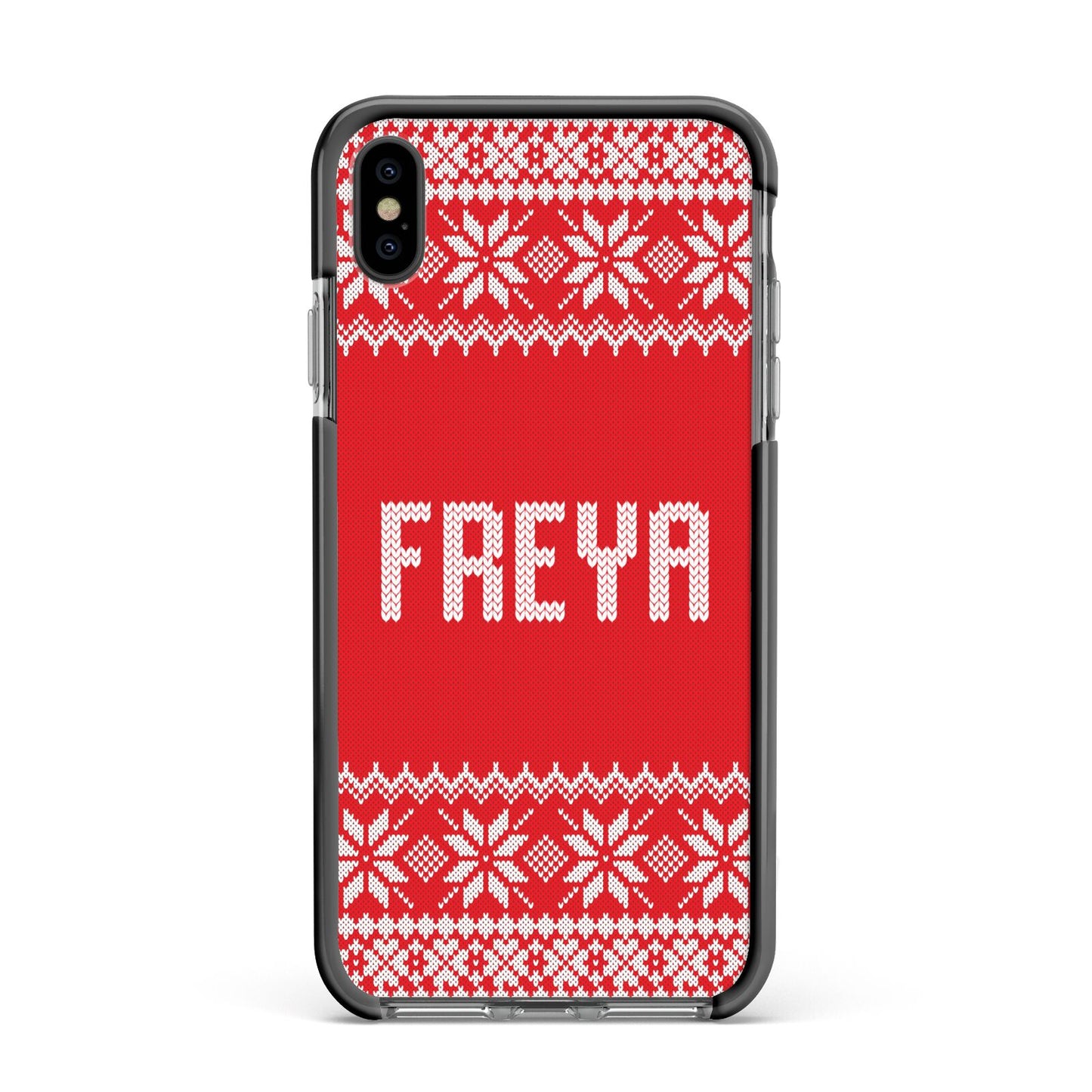 Christmas Jumper Apple iPhone Xs Max Impact Case Black Edge on Black Phone
