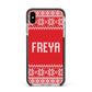 Christmas Jumper Apple iPhone Xs Max Impact Case Black Edge on Silver Phone