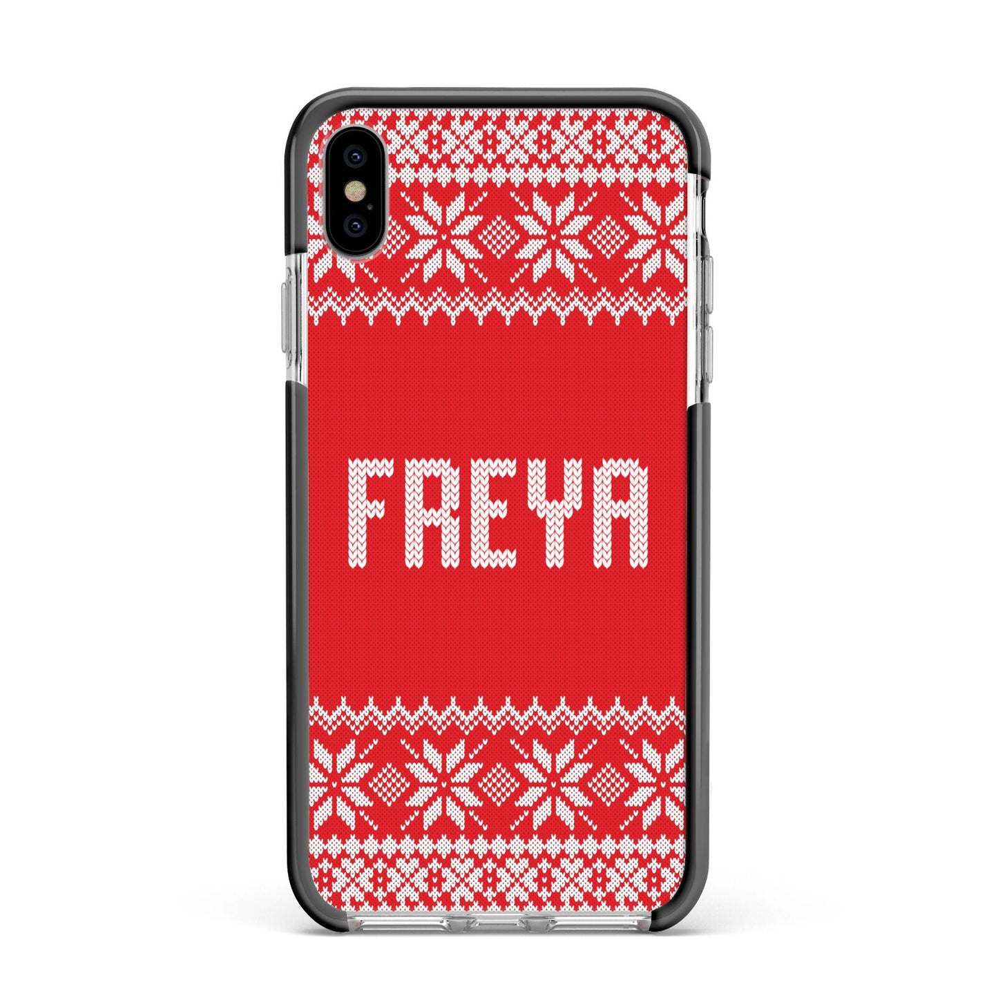 Christmas Jumper Apple iPhone Xs Max Impact Case Black Edge on Silver Phone