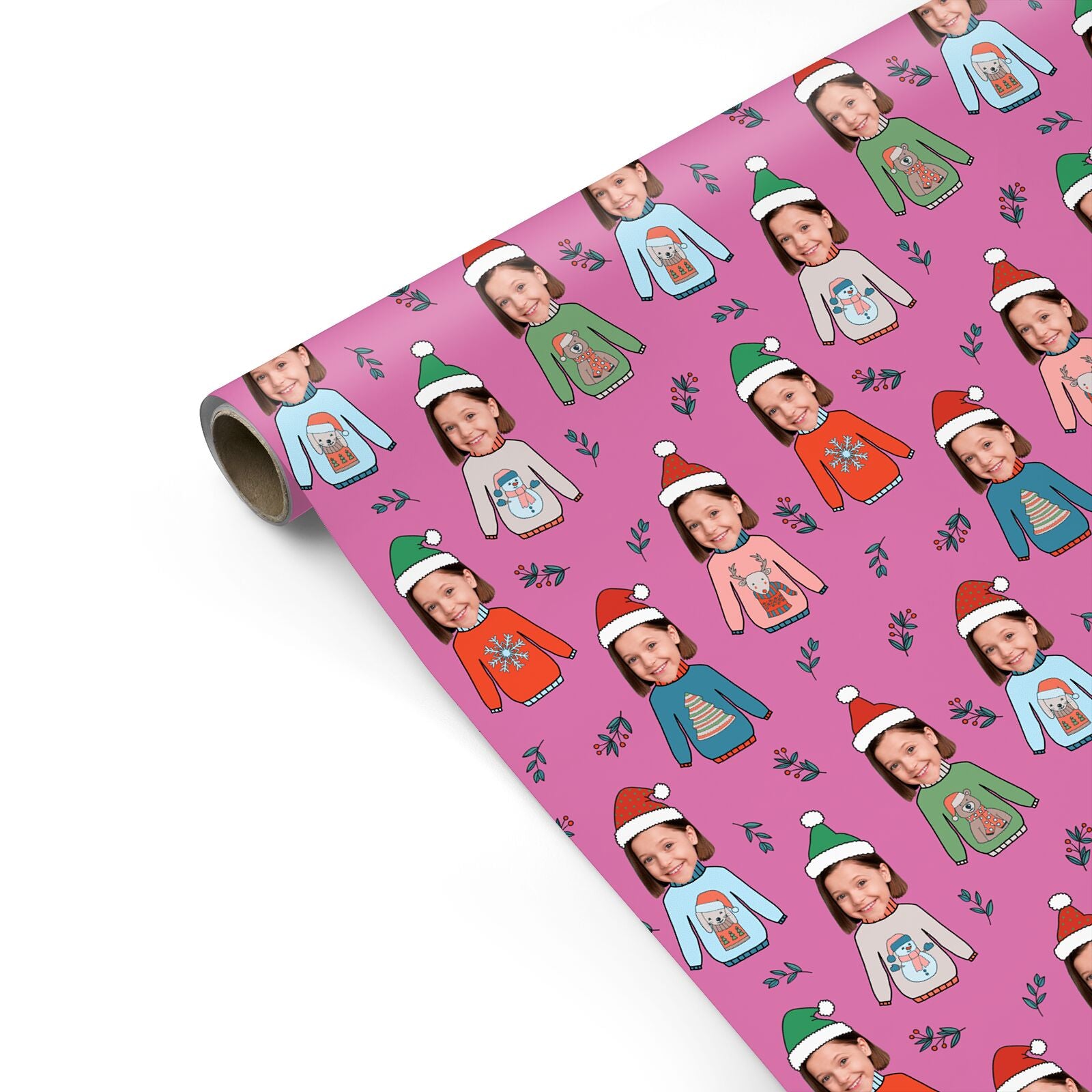 Christmas Jumper Photo Face Personalised Personalised Gift Wrap