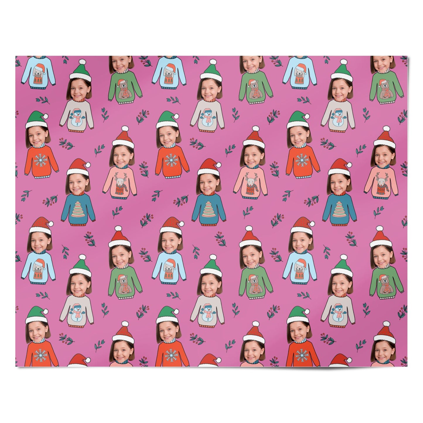 Christmas Jumper Photo Face Personalised Personalised Wrapping Paper Alternative