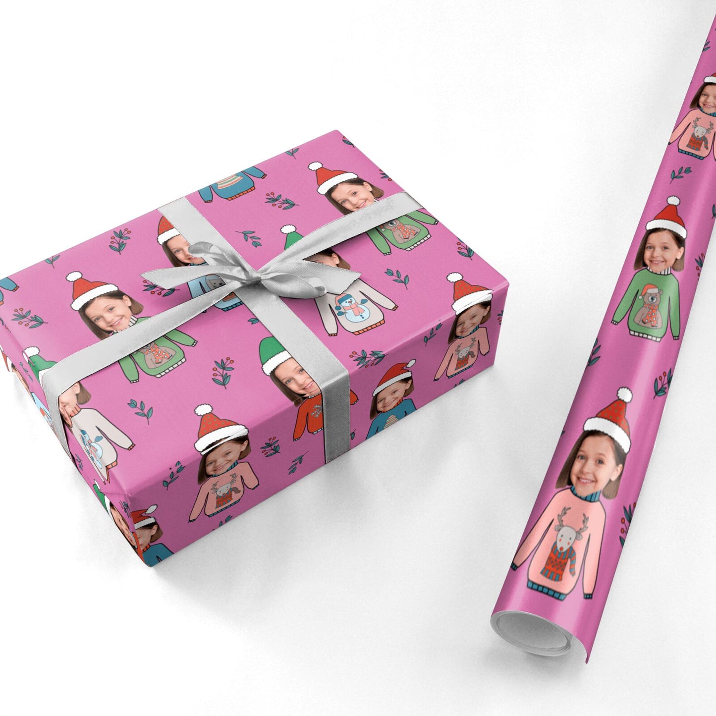 Christmas Jumper Photo Face Personalised Personalised Wrapping Paper