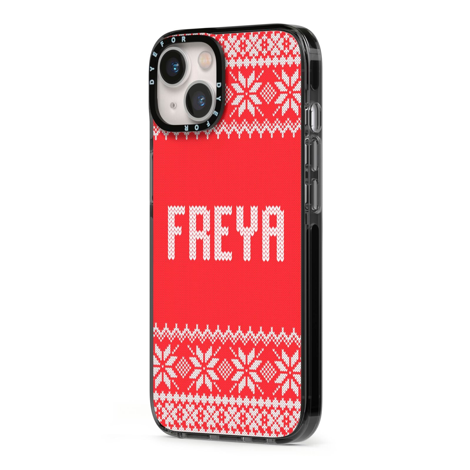 Christmas Jumper iPhone 13 Black Impact Case Side Angle on Silver phone