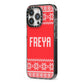 Christmas Jumper iPhone 13 Pro Black Impact Case Side Angle on Silver phone