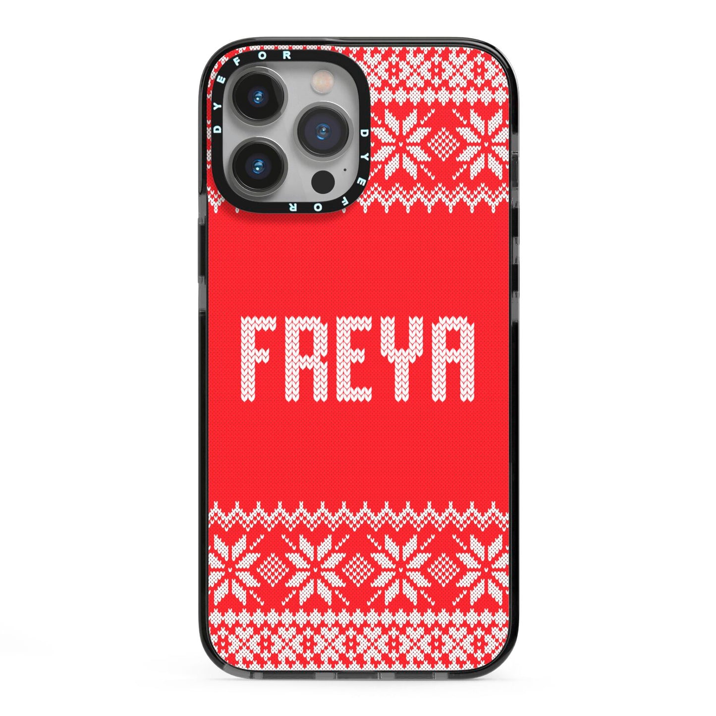 Christmas Jumper iPhone 13 Pro Max Black Impact Case on Silver phone