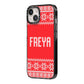 Christmas Jumper iPhone 14 Black Impact Case Side Angle on Silver phone