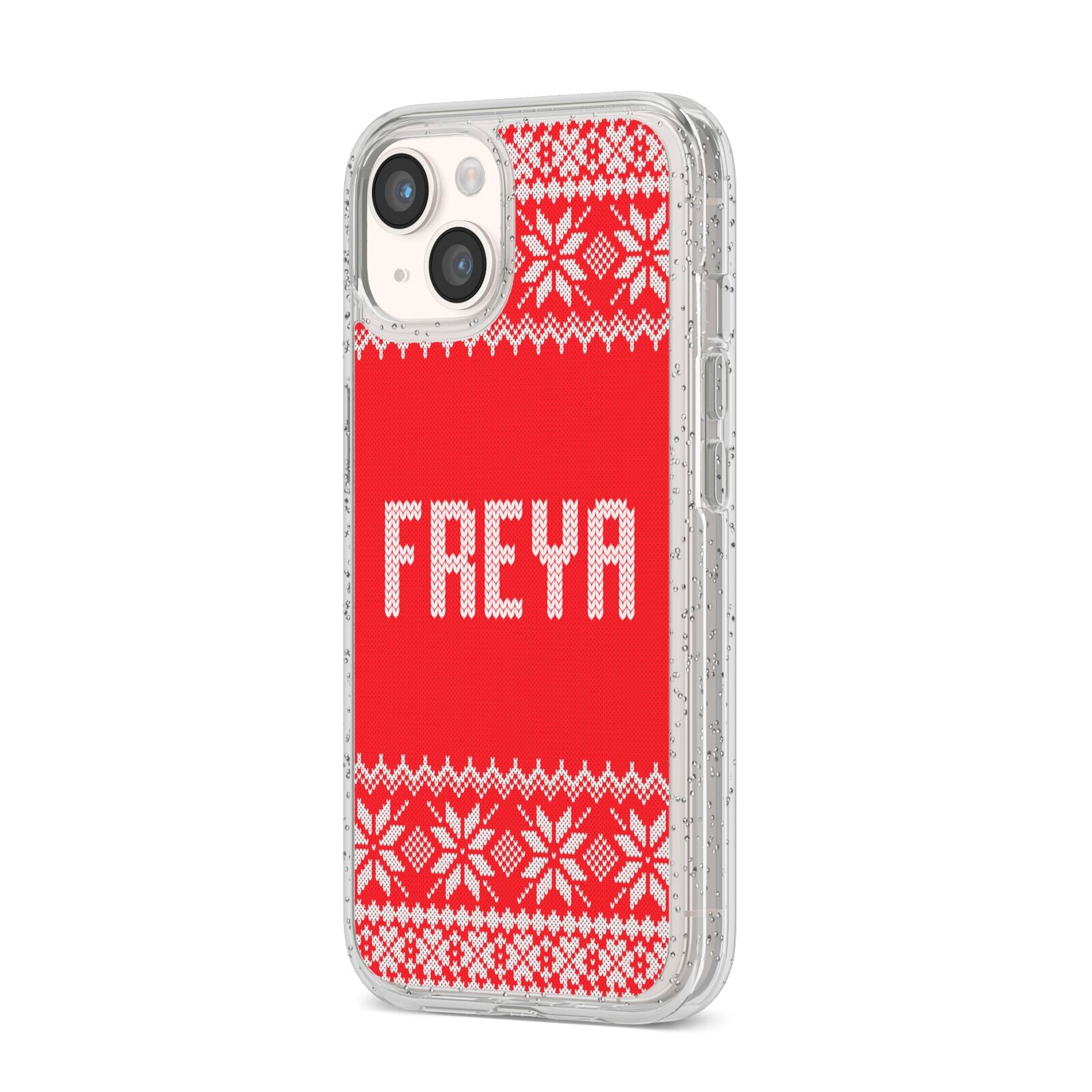 Christmas Jumper iPhone 14 Glitter Tough Case Starlight Angled Image