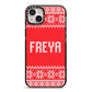 Christmas Jumper iPhone 14 Plus Black Impact Case on Silver phone