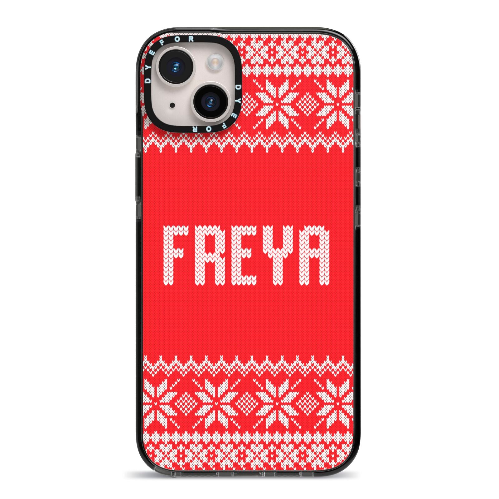 Christmas Jumper iPhone 14 Plus Black Impact Case on Silver phone