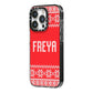 Christmas Jumper iPhone 14 Pro Black Impact Case Side Angle on Silver phone