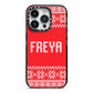 Christmas Jumper iPhone 14 Pro Black Impact Case on Silver phone