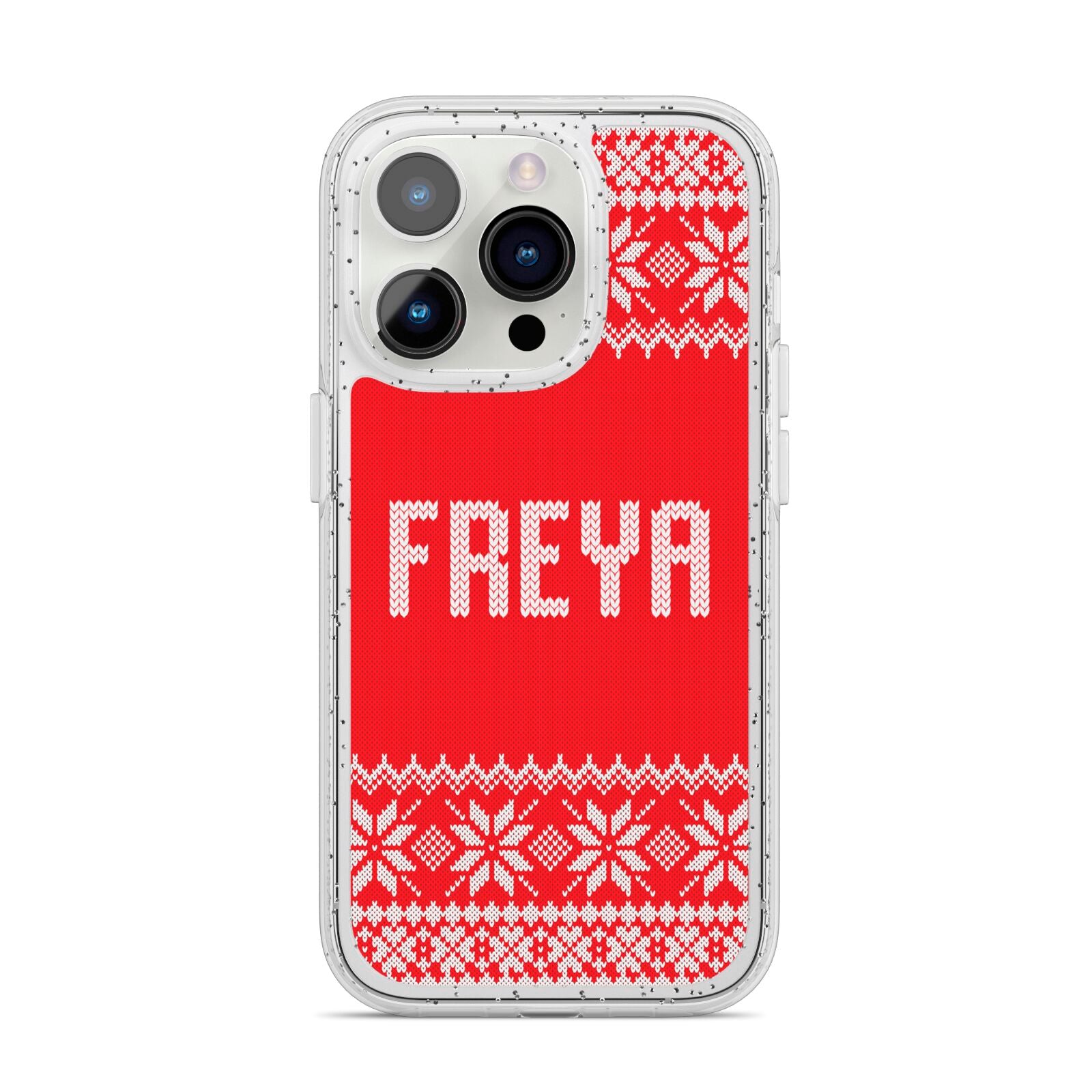 Christmas Jumper iPhone 14 Pro Glitter Tough Case Silver