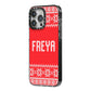 Christmas Jumper iPhone 14 Pro Max Black Impact Case Side Angle on Silver phone