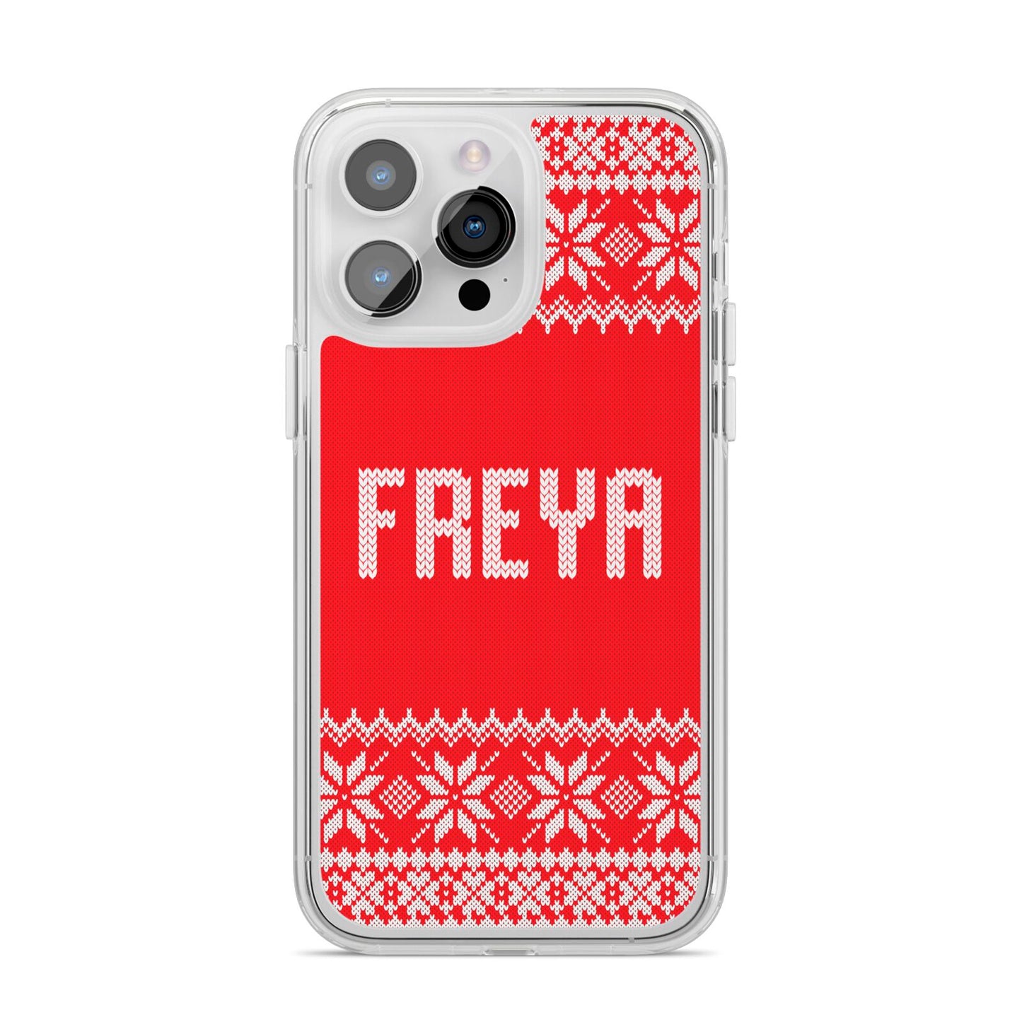 Christmas Jumper iPhone 14 Pro Max Clear Tough Case Silver