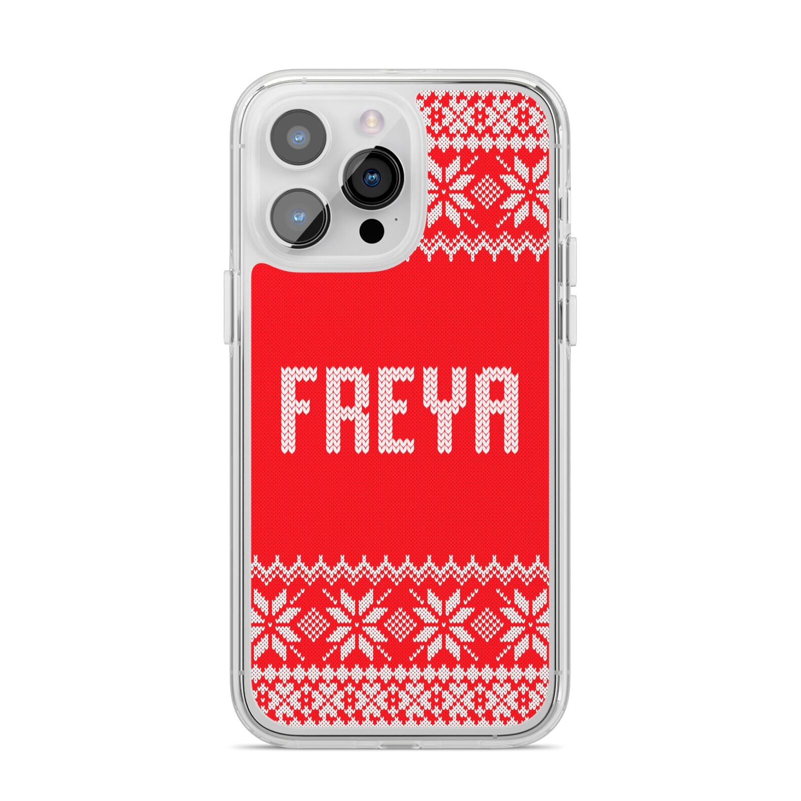 Christmas Jumper iPhone 14 Pro Max Clear Tough Case Silver