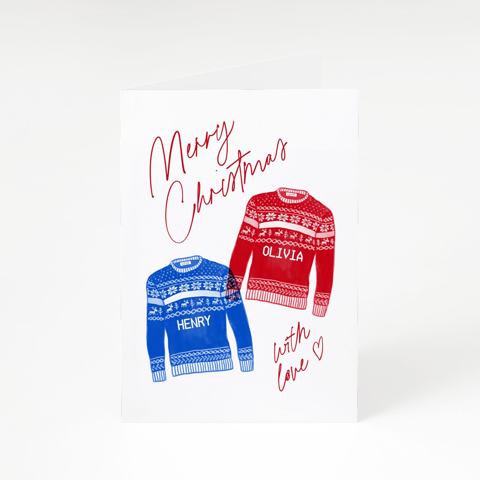 Christmas Jumpers with Names A5 Greetings Card