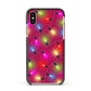 Christmas Lights Apple iPhone Xs Impact Case Black Edge on Gold Phone