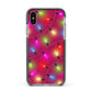 Christmas Lights Apple iPhone Xs Impact Case Black Edge on Silver Phone