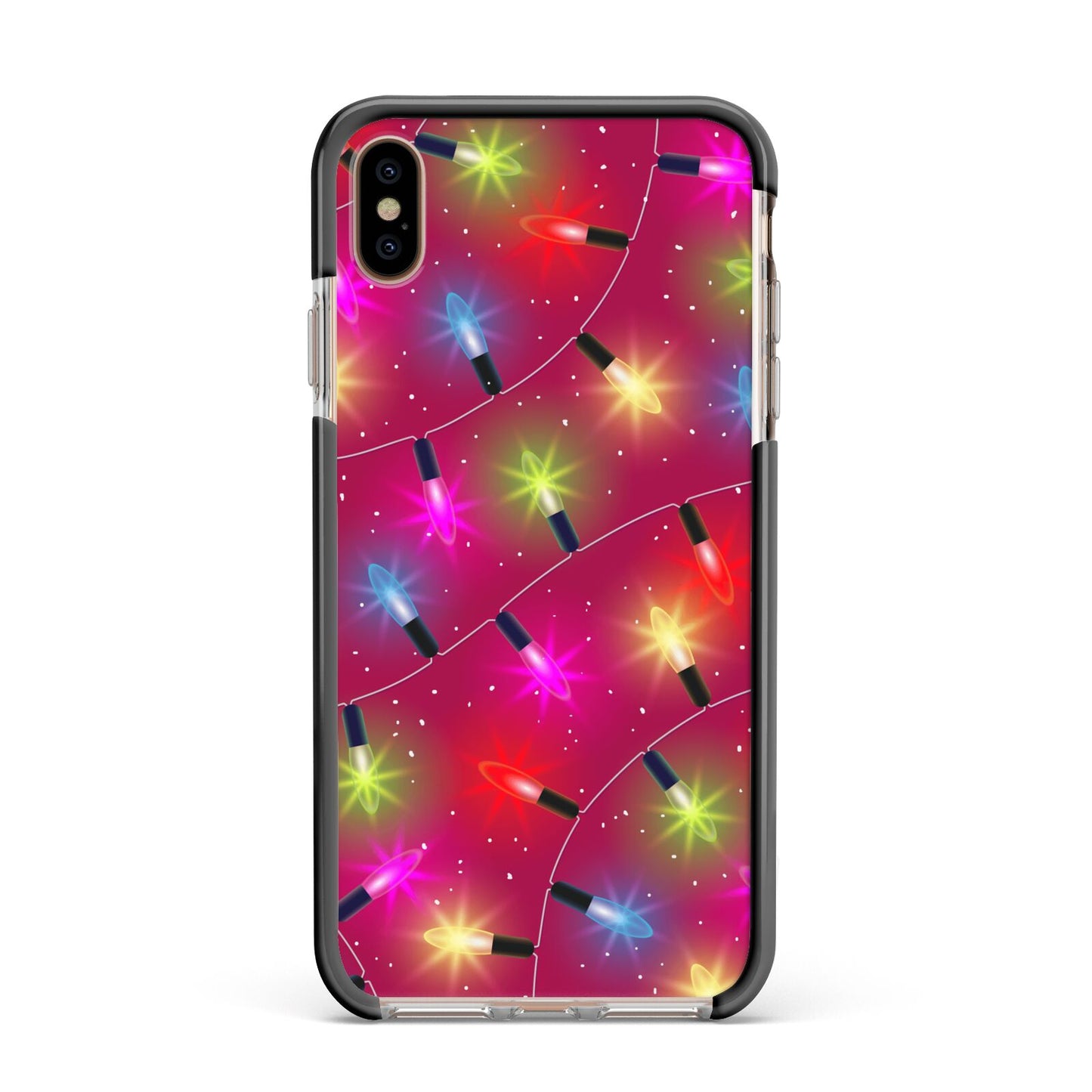 Christmas Lights Apple iPhone Xs Max Impact Case Black Edge on Gold Phone