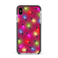 Christmas Lights Apple iPhone Xs Max Impact Case Black Edge on Silver Phone
