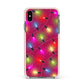 Christmas Lights Apple iPhone Xs Max Impact Case Pink Edge on Black Phone