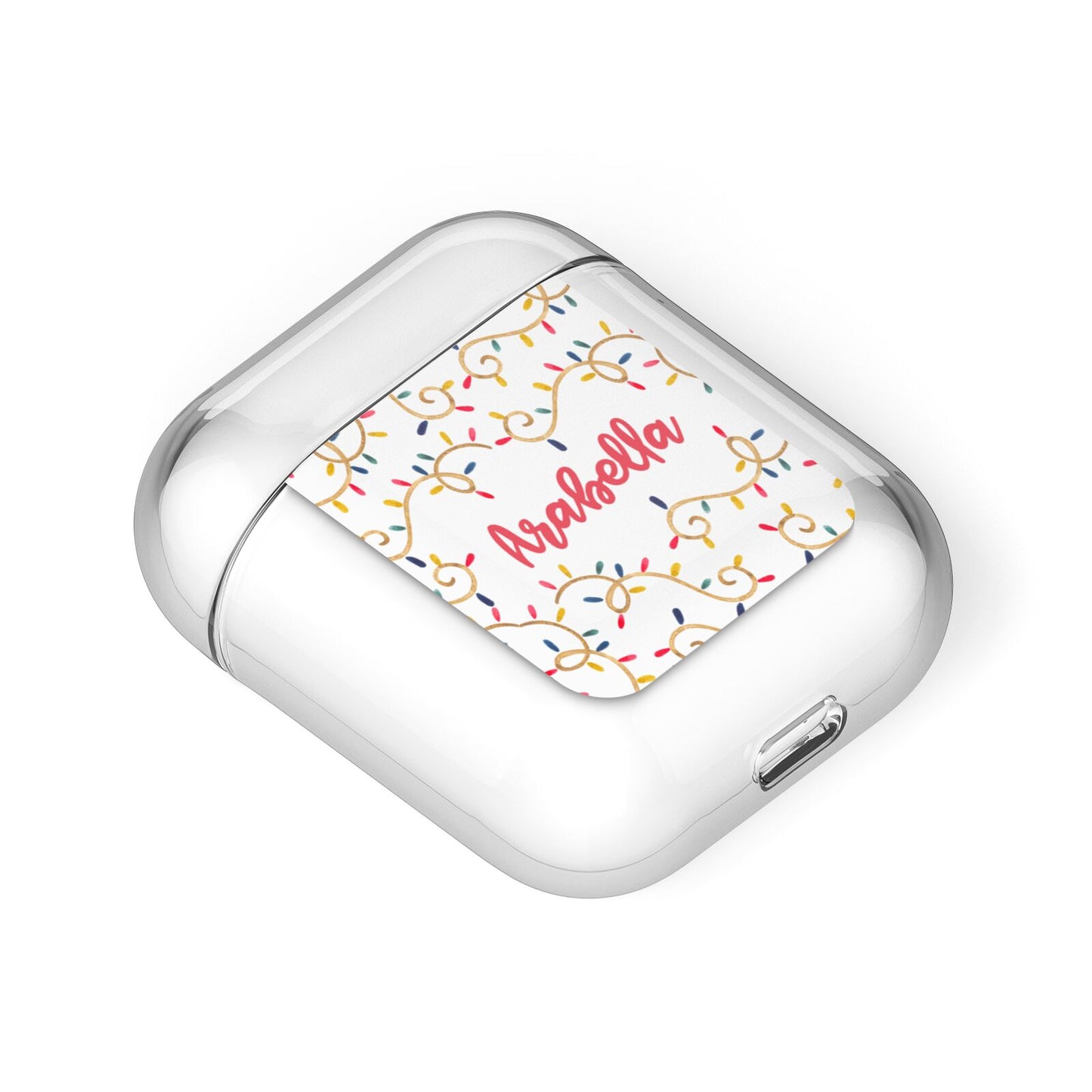 Christmas Lights Pattern Custom AirPods Case Laid Flat