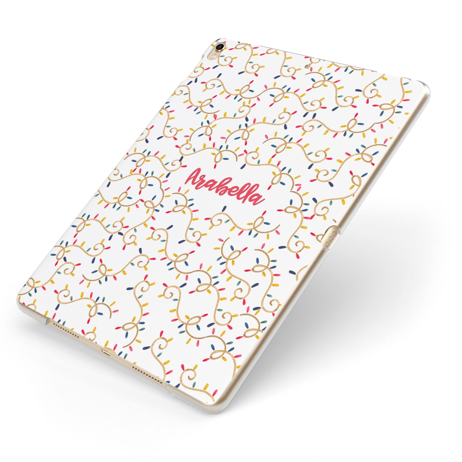 Christmas Lights Pattern Custom Apple iPad Case on Gold iPad Side View
