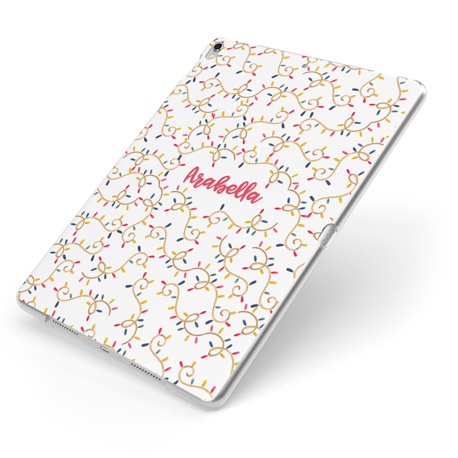 Christmas Lights Pattern Custom Apple iPad Case on Silver iPad Side View