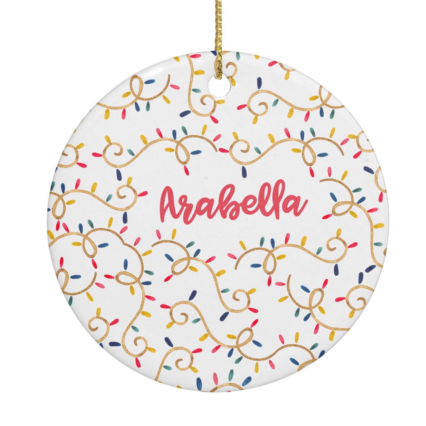 Christmas Lights Pattern Custom Circle Decoration Back Image