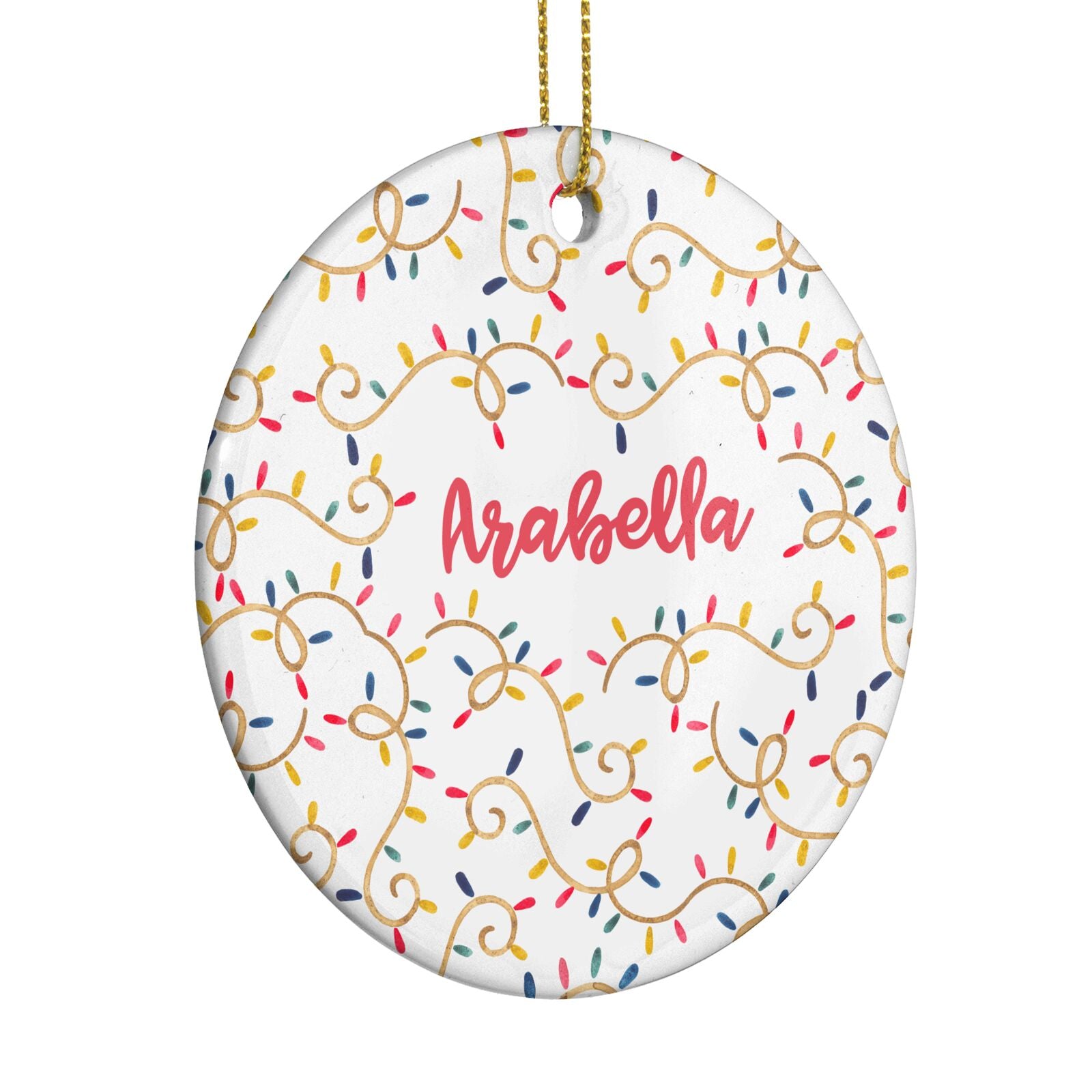 Christmas Lights Pattern Custom Circle Decoration Side Angle