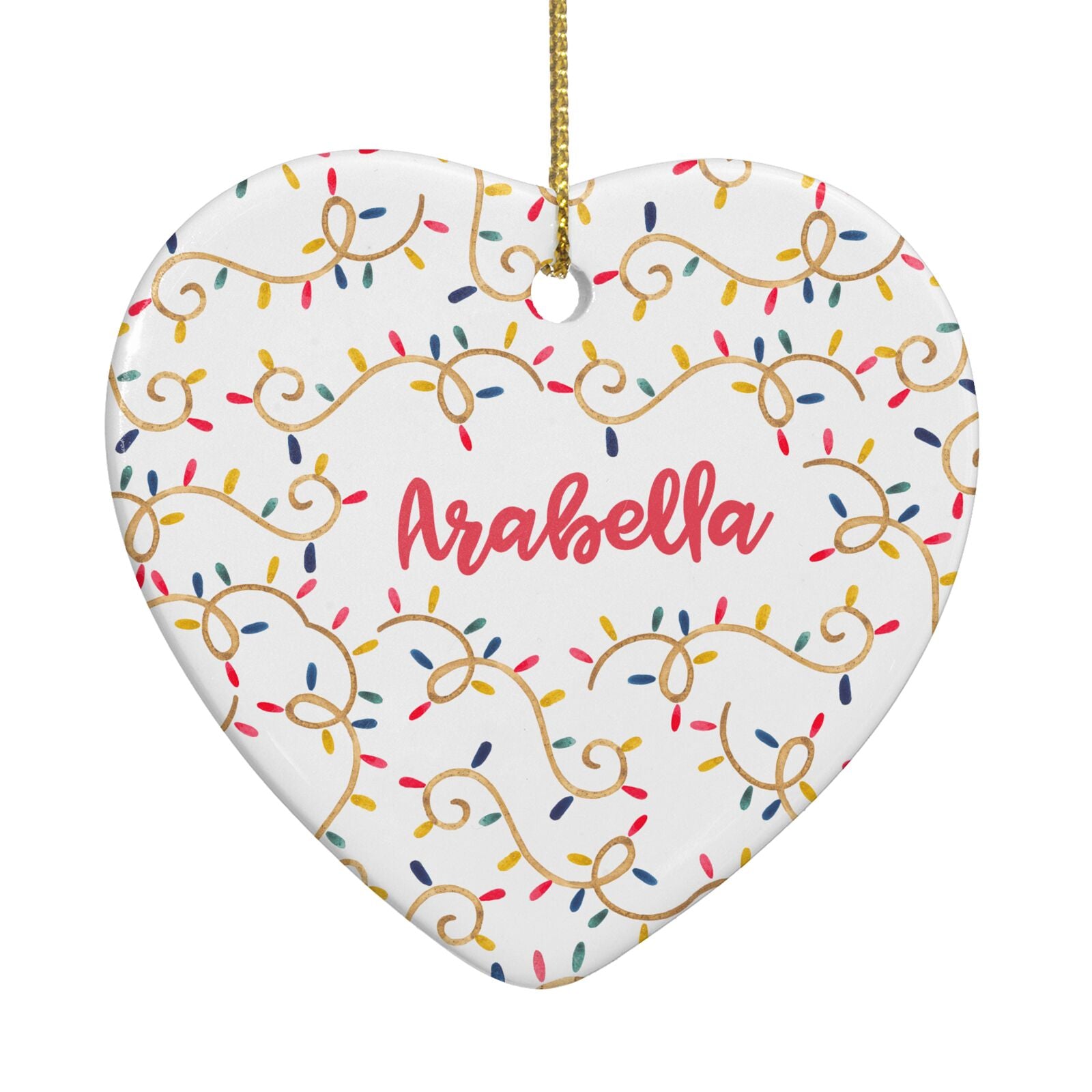 Christmas Lights Pattern Custom Heart Decoration Back Image