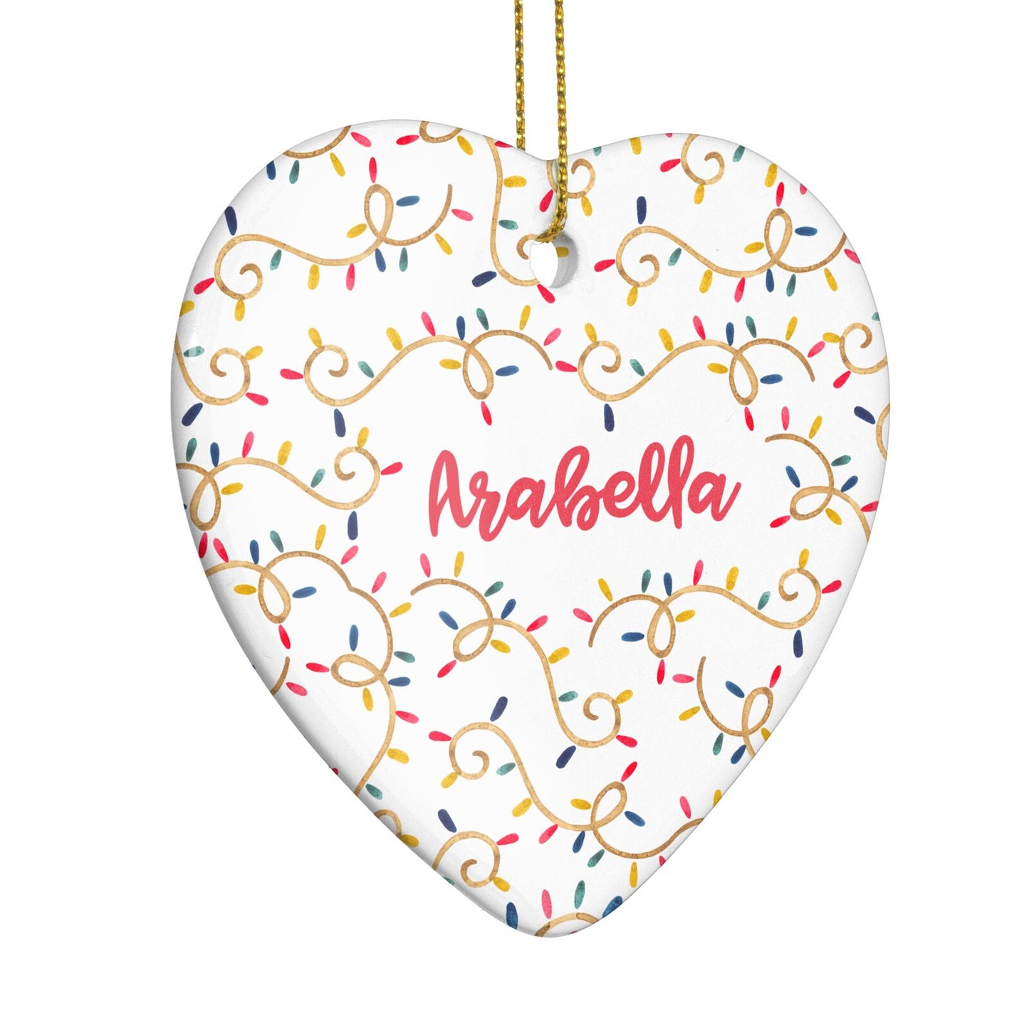 Christmas Lights Pattern Custom Heart Decoration Side Angle