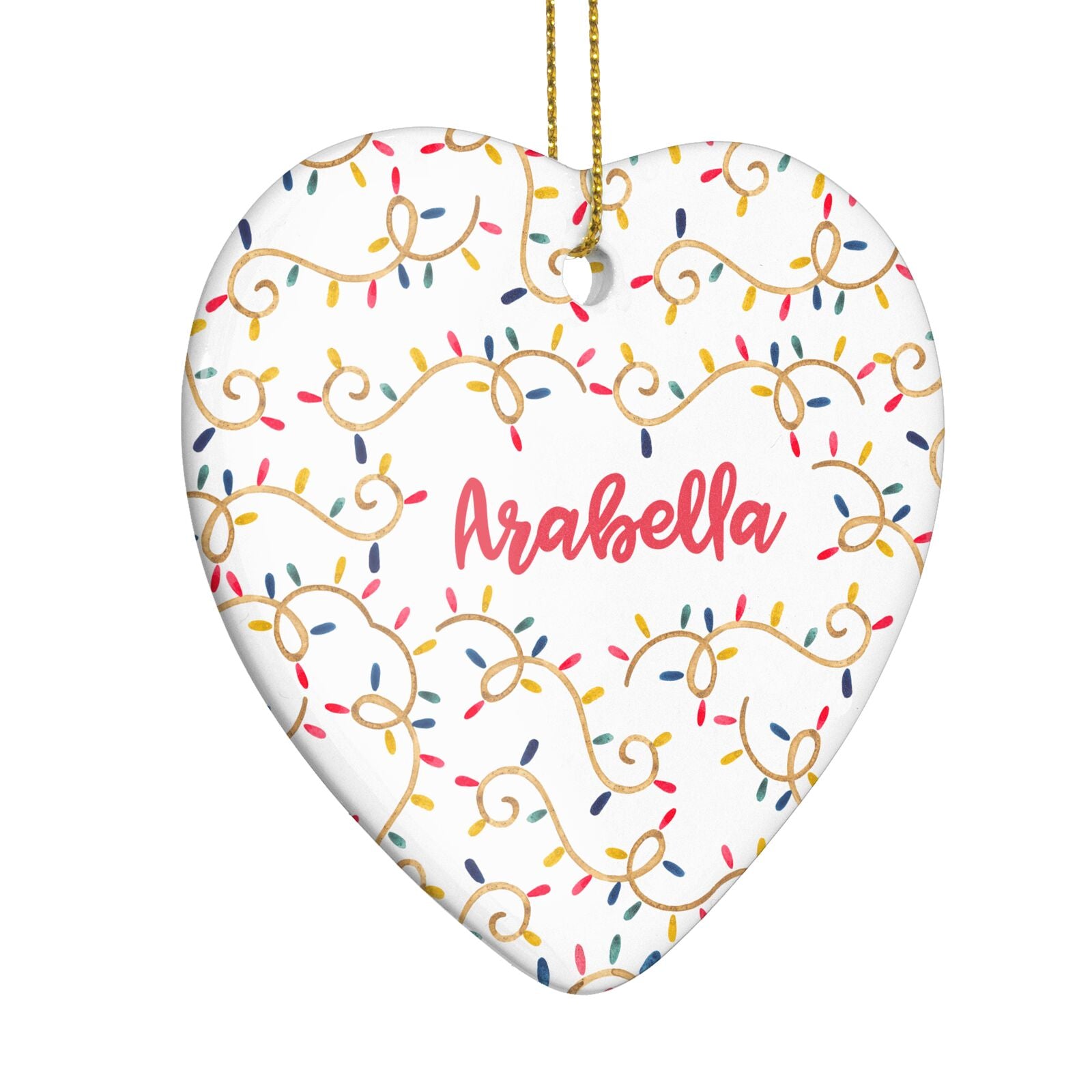 Christmas Lights Pattern Custom Heart Decoration Side Angle