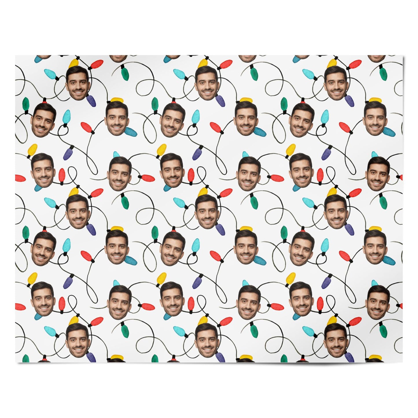 Christmas Lights Photo Face Personalised Wrapping Paper Alternative