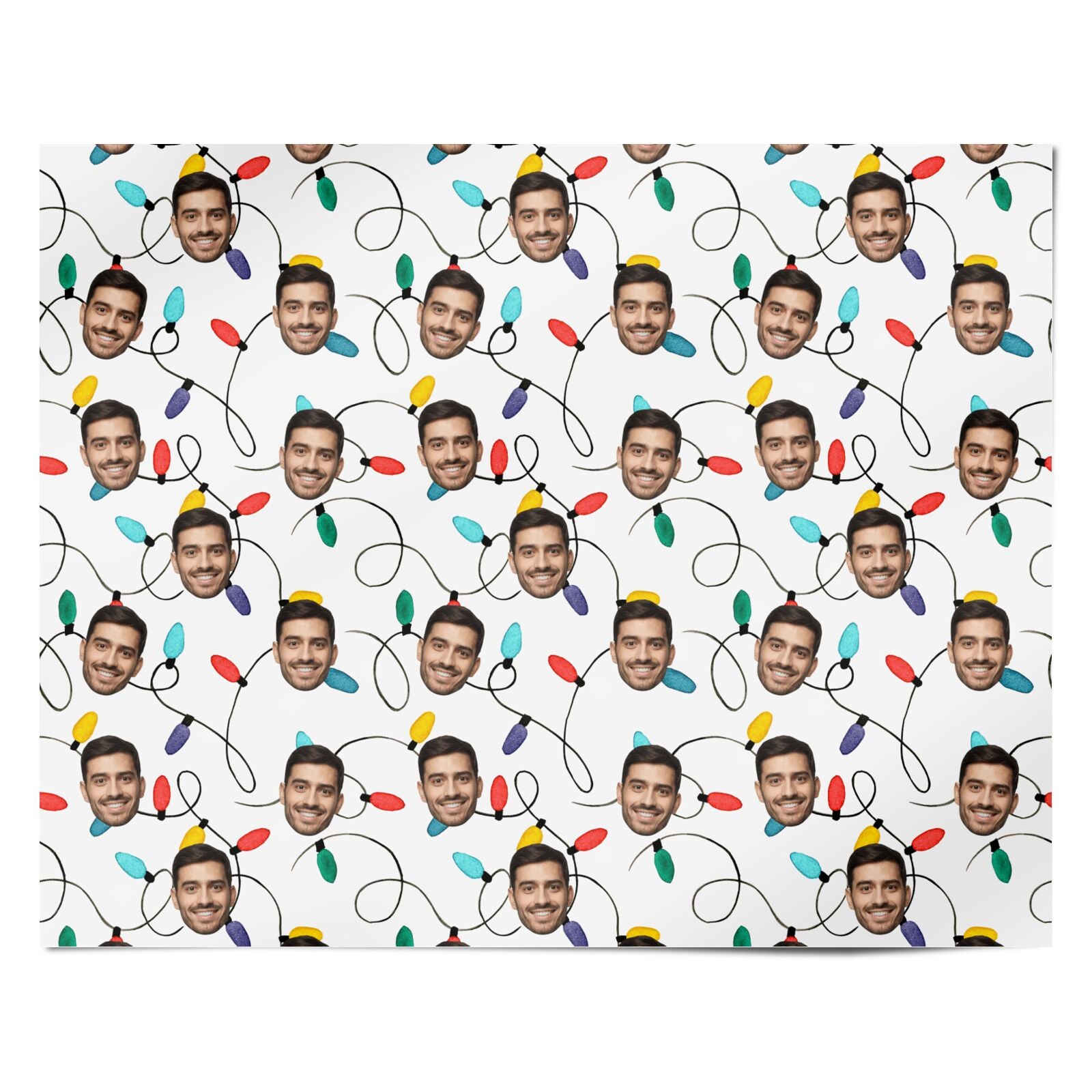 Christmas Lights Photo Face Personalised Wrapping Paper Alternative
